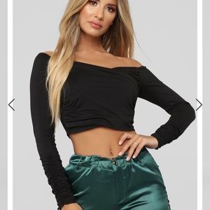 Fashion Nova black cropped long sleeve